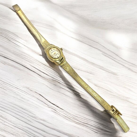 Milan Womens Gold-Tone Quartz Watch With Genuine Diamond Accent & Textured Metal - Picture 5 of 10